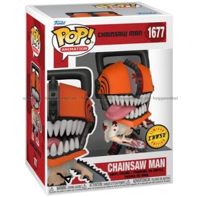 Bilde av Funko Pop! Chainsaw Man (Begrenset utgave: Chase-versjon) #1677 sett skrått ovenfra