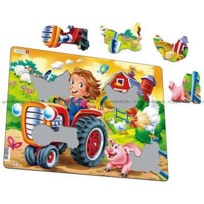 Bilde av Barn på gården: Traktor - Rammepuslespill, 15 brikker