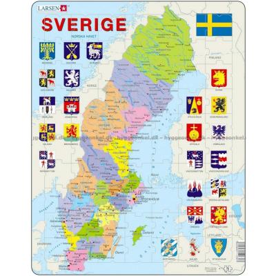 Kart over Sverige - Rammepuslespill, 70 brikker