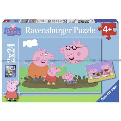 Peppa Gris: Familien, 2x24 brikker