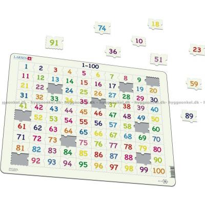 Bilde av Matematikk: 1-100 - Rammepuslespill, 100 brikker