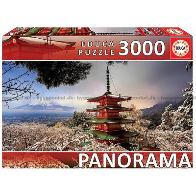 Japan: Mount Fuji og Chureti-pagoden - Panorama, 3000 brikker