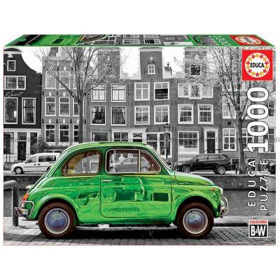 Bil i Amsterdam -  Svart-hvitt med farge, 1000 brikker