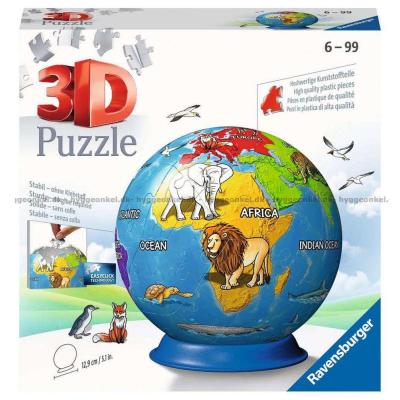 3D: Globus med dyr, 72 brikker
