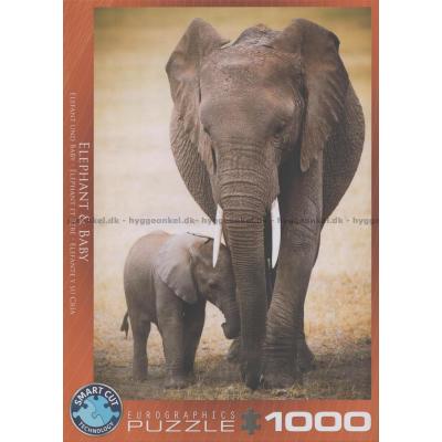 Elefanter: Mor og unge, 1000 brikker