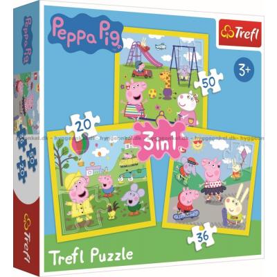 Peppa Gris: Glade dager, 3-i-1, 20 brikker