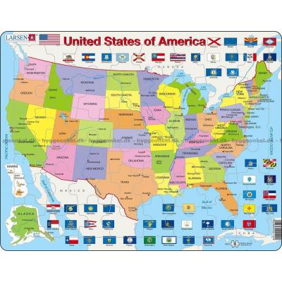 Kart over USA - Rammepuslespill, 48 brikker