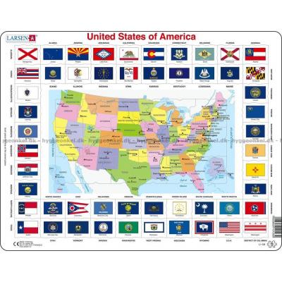Kart over USA - Rammepuslespill, 70 brikker