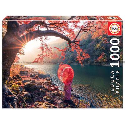 Japan: Soloppgang over Katsura-elven, 1000 brikker