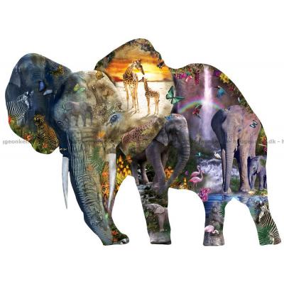 Mullins: Elefant fossen - Formet motiv, 1000 brikker