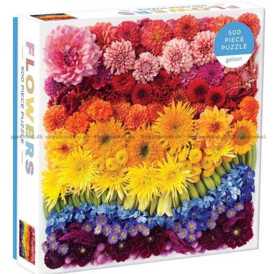 Sommerblomster i regnbuens farger, 500 brikker