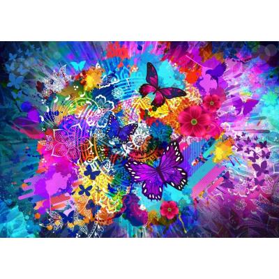 Bilde av Sommerfugler blant blomster, 1000 brikker