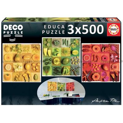 Frukter og blomster, 3x500 brikker