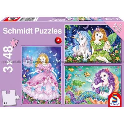 Prinsesse, fe og havfrue, 3x48 brikker