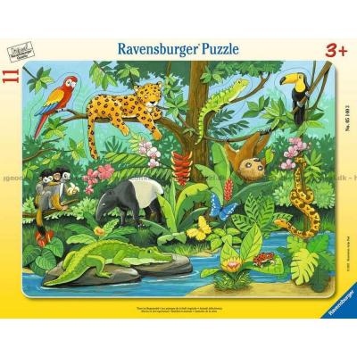 Dyrene i jungelen - Rammepuslespill, 11 brikker
