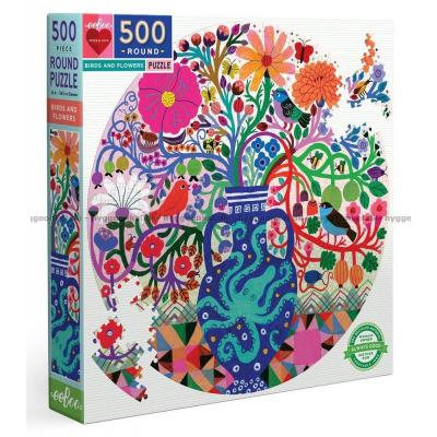 Forsberg: Fugle og blomster - Rundt puslespill, 500 brikker