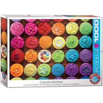 Cupcakes i regnbuens farger, 1000 brikker