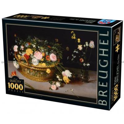 Brueghel: Blomster i flettekurv, 1000 brikker