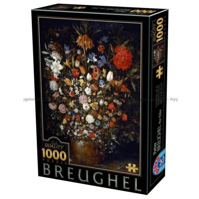 Brueghel: Blomster i trevase, 1000 brikker