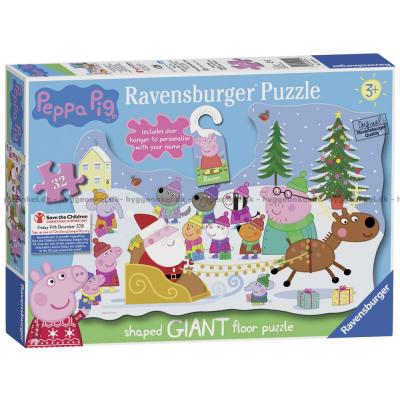 Peppa Gris: Jul - Gulvpuslespill, 32 brikker