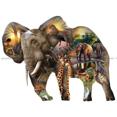 Fisher: Elefant - Formet motiv, 1000 brikker