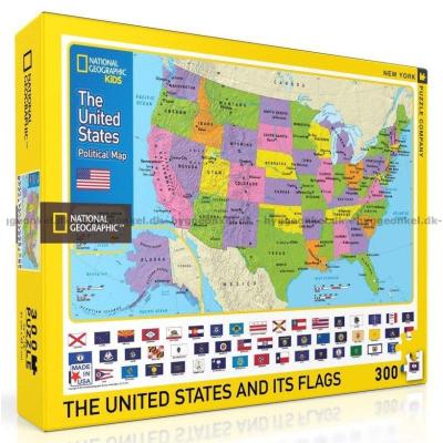 Kart over USA med flagg, 300 brikker