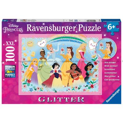 Disney-prinsesser - Med glittereffekt, 100 brikker