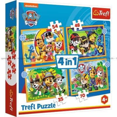 Paw Patrol: På ferie, 4-i-1, 35 brikker