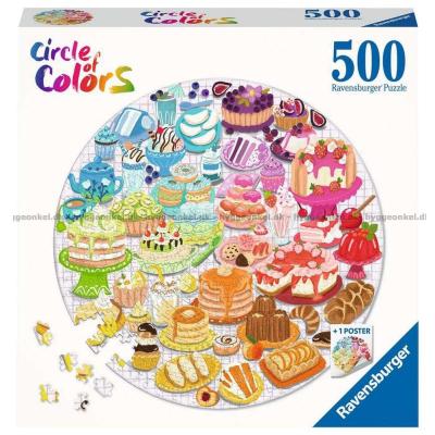 Fargerike sirkler: Desserter - Rundt puslespill, 500 brikker