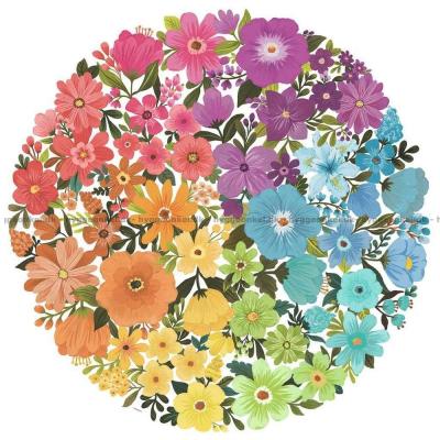 Bilde av Fargerike sirkler: Blomster - Rundt puslespill, 500 brikker