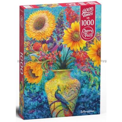 Påfuglvasen med blomster, 1000 brikker