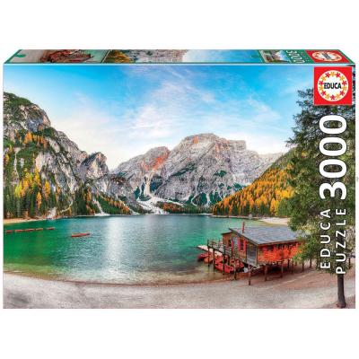 Italia: Braies-sjøen - Høst, 3000 brikker