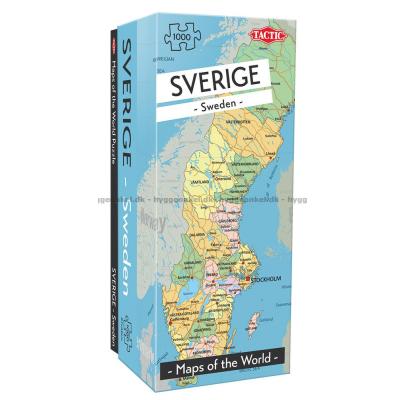 Kart over de nordiske landene: Sverige, 1000 brikker