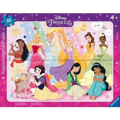 Disney-prinsesser - Rammepuslespill, 40 brikker