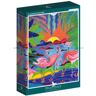 Flamingoer ved solnedgang, 1000 brikker