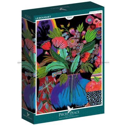 Blomster i den blå vasen, 1000 brikker