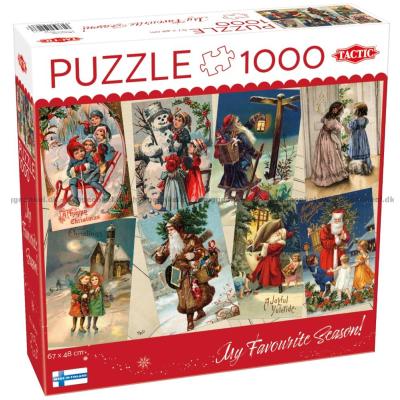 Julekort: Vintage, 1000 brikker