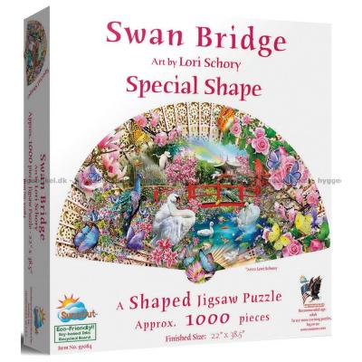 Schory: Svanene ved broen - Formet motiv, 1000 brikker