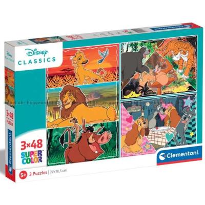 Disney: Med dyremotiver, 3x48 brikker