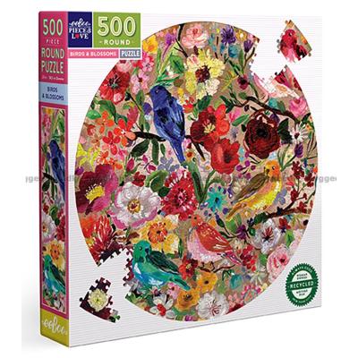 Lewis: Fugle og blomster - Rundt puslespill, 500 brikker