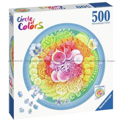 Fargerike sirkler: Poke bowl - Rundt puslespill, 500 brikker