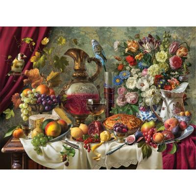 Bilde av Stilleben med blomster og frukt, 1000 brikker