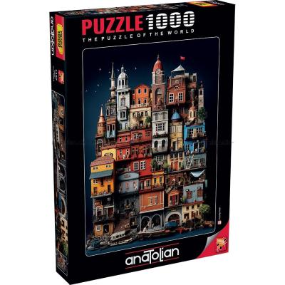 Bybildet: Fargerike huse, 1000 brikker