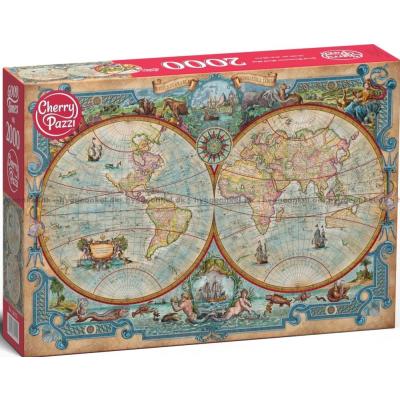 Fargestrålende antikt verdenskart, 2000 brikker