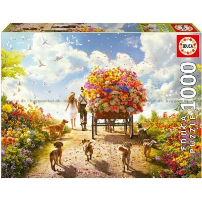 Bonito: En vogn full av blomster, 1000 brikker