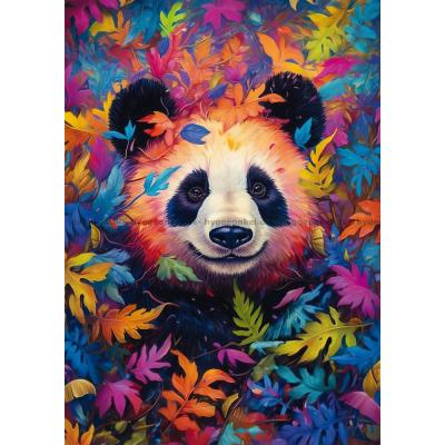 Bilde av Panda blant farkerike blader, 1000 brikker