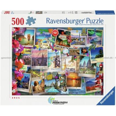 Collage: Reis verden rundt, 500 brikker