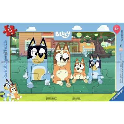 Bluey: Familien - Rammepuslespill, 15 brikker