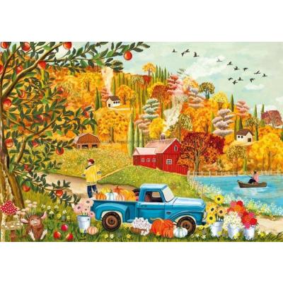 Bilde av Bilen med gresskar og blomster, 1000 brikker