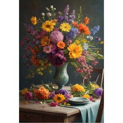 Fargerik i blomsterdekorasjon, 1000 brikker